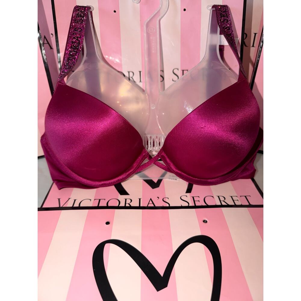 Victoria's Secret Bra Bombshell Shine Strap 32B Burgundy